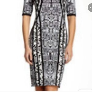 Laundry By Shelli Segal Black & white Gray animal print Chic Bodycon Mindi Dress